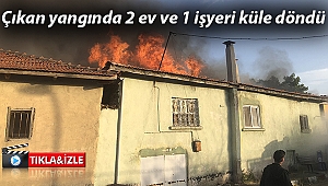 Çıkan yangında 2 ev ve 1 işyeri küle döndü