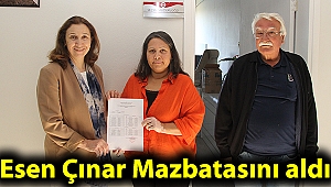 Esen Çınar Mazbatasını aldı