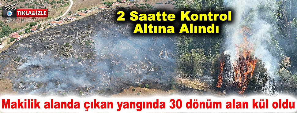 Makilik alanda çıkan yangında 30 dönüm alan kül oldu